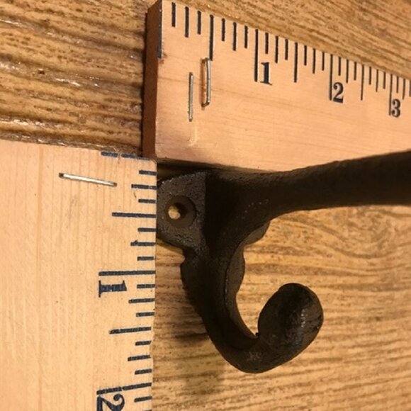 Two (2) Cast Iron Rustic Brown 2 3/4" tall Double Wall Hooks Two (2) 0170-01202 - Picture 14 of 15